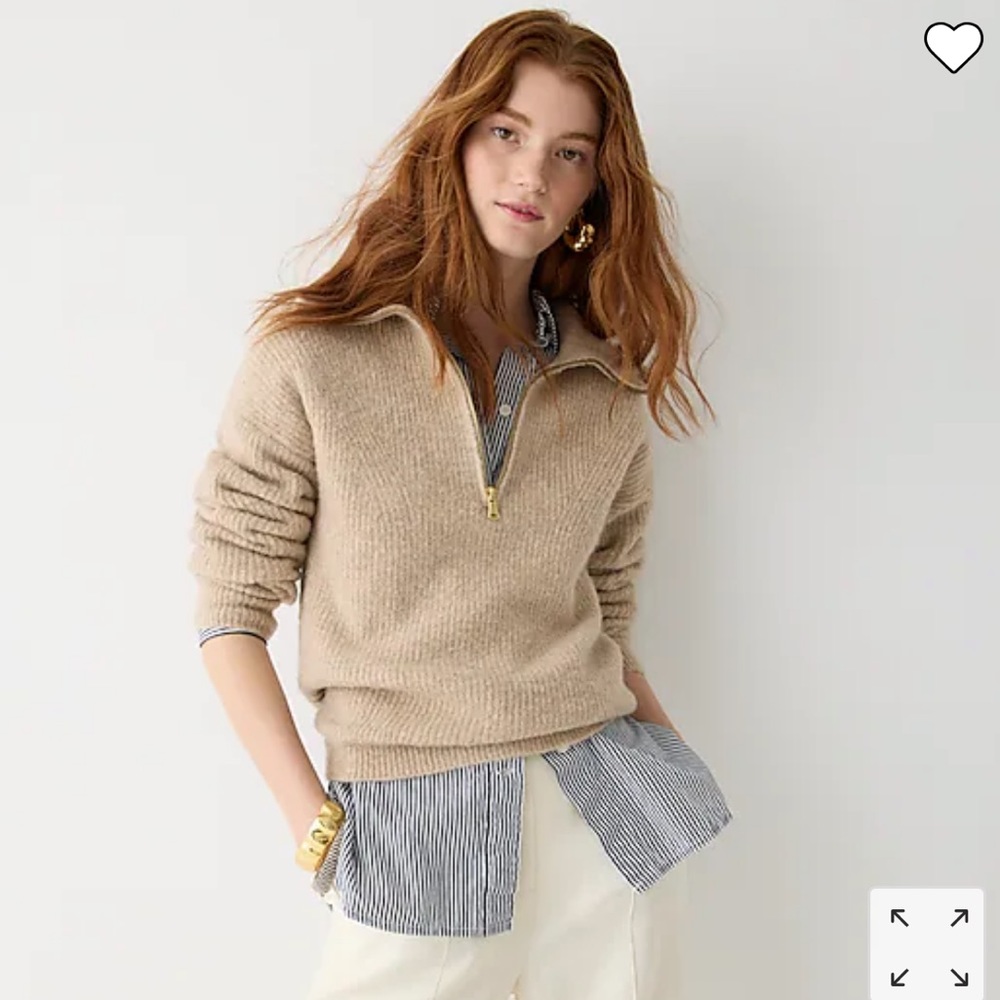 J. Crew Half-Zip Stretch Wool Sweater in Heather Stone